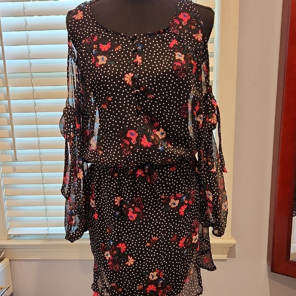 Express Black and White Long Sleeve Bell Sundress